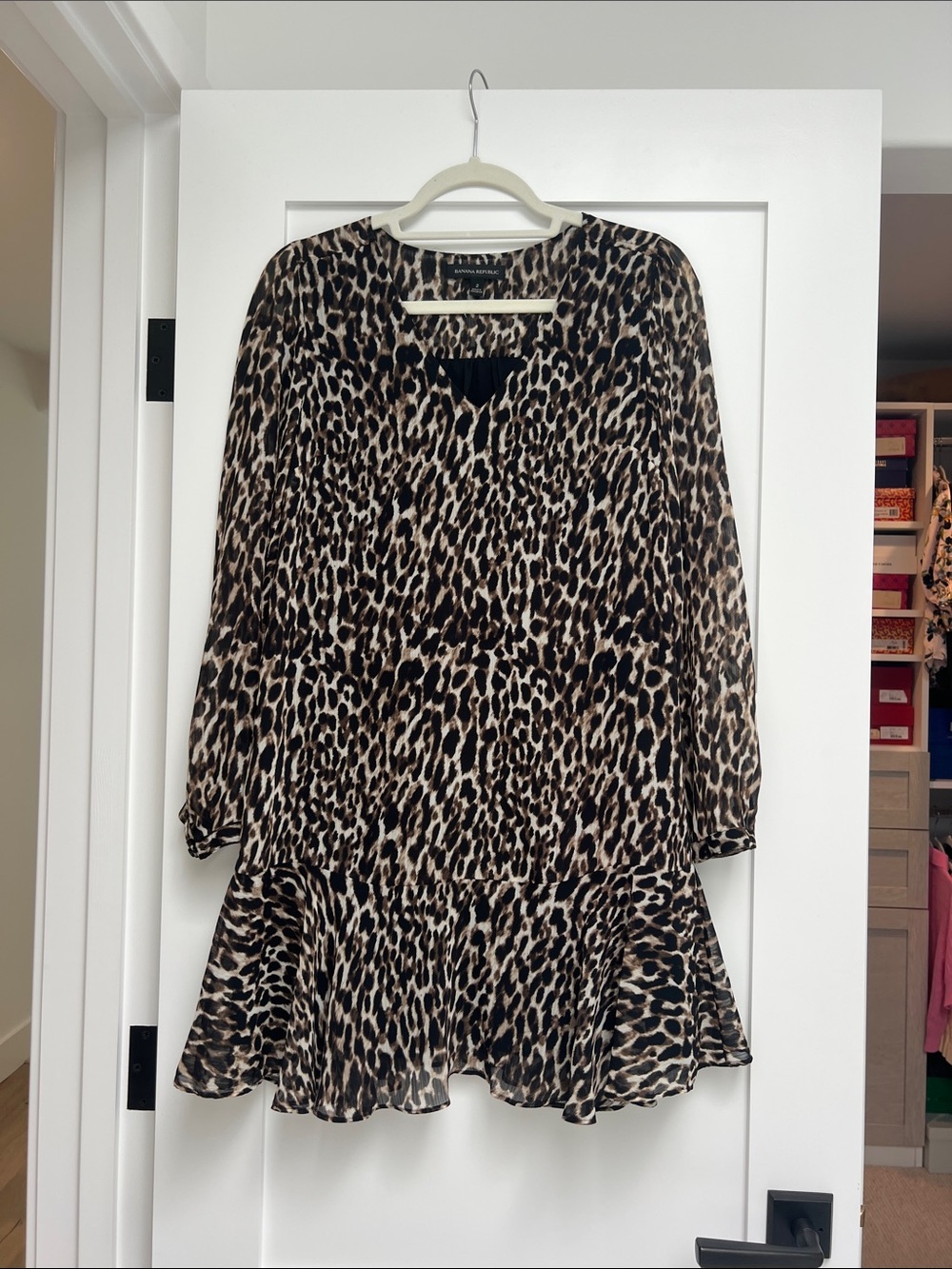 Banana Republic Leopard Print Ruffle-Hem Tunic in Brown and Black